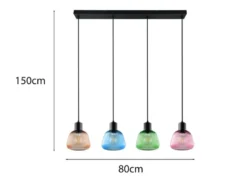 Pendelleuchte QUENYA mit Glasschirmen Bunt 4-flammig, Breite 90cm