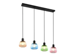 Pendelleuchte QUENYA mit Glasschirmen Bunt 4-flammig, Breite 90cm