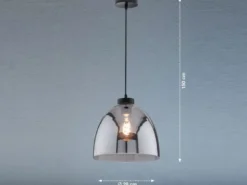 Pendelleuchte REN einflammig Lampenschirm Rauchglas Schwarz, Ø 28cm