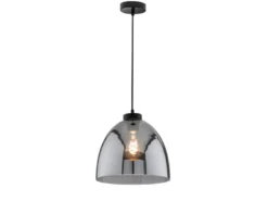 Pendelleuchte REN einflammig Lampenschirm Rauchglas Schwarz, Ø 28cm