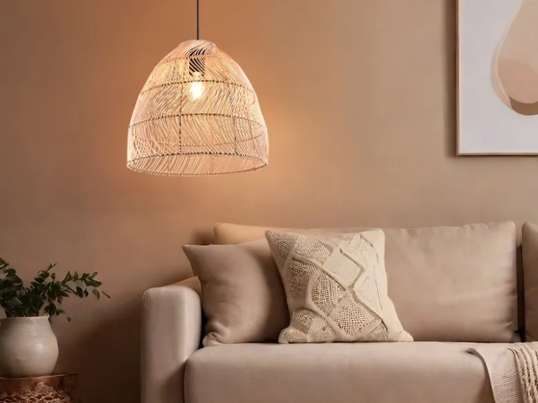 Pendelleuchte RIKE 1-flammig Korbgeflecht aus Rattan, Ø 35cm