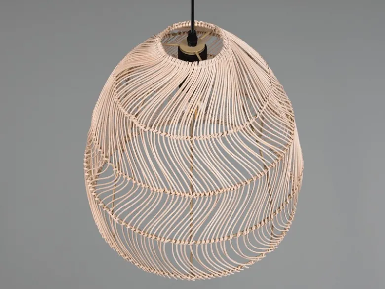 Pendelleuchte RIKE 1-flammig Korbgeflecht aus Rattan, Ø 35cm