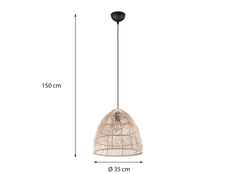 Pendelleuchte RIKE 1-flammig Korbgeflecht aus Rattan, Ø 35cm