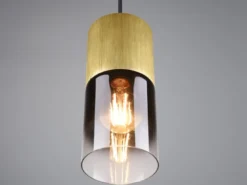 Pendelleuchte ROBIN 1-flammig Messing matt mit Rauchglas Schirm, Ø 10cm