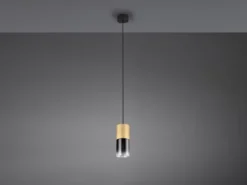 Pendelleuchte ROBIN 1-flammig Messing matt mit Rauchglas Schirm, Ø 10cm
