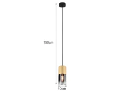 Pendelleuchte ROBIN 1-flammig Messing matt mit Rauchglas Schirm, Ø 10cm