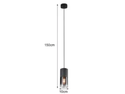 Pendelleuchte ROBIN mit Rauchglas 1-flammig Metall Schwarz, Ø 10cm