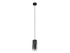 Pendelleuchte ROBIN mit Rauchglas 1-flammig Metall Schwarz, Ø 10cm