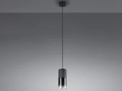 Pendelleuchte ROBIN mit Rauchglas 1-flammig Metall Schwarz, Ø 10cm