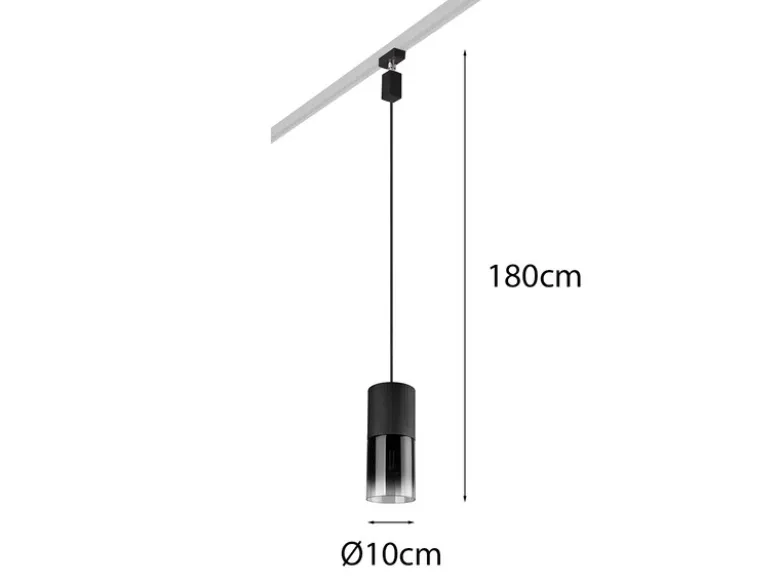 Pendelleuchte ROBIN mit Rauchglas Ø 10cm für DUOline Schienensystem