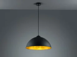 Pendelleuchte ROMINO II Metall Lampenschirm Schwarz Gold, Ø 50cm