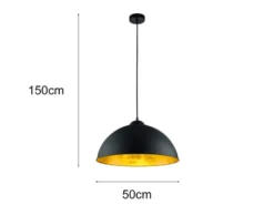 Pendelleuchte ROMINO II Metall Lampenschirm Schwarz Gold, Ø 50cm