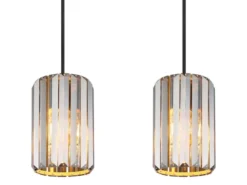 Pendelleuchte RUN 4-flammig mit Rauchglas Kristall, Breite 88cm