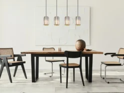 Pendelleuchte RUN 4-flammig mit Rauchglas Kristall, Breite 88cm
