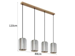 Pendelleuchte RUN 4-flammig mit Rauchglas Kristall, Breite 88cm