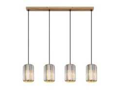 Pendelleuchte RUN 4-flammig mit Rauchglas Kristall, Breite 88cm