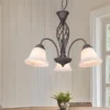 Pendelleuchte RUSTICA 3-flammig in Rostoptik mit Glasschirmen, Ø 55cm