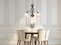 Pendelleuchte RUSTICA 3-flammig in Rostoptik mit Glasschirmen, Ø 55cm