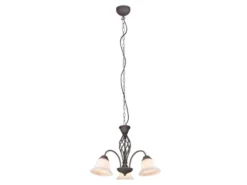Pendelleuchte RUSTICA 3-flammig in Rostoptik mit Glasschirmen, Ø 55cm