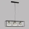 Pendelleuchte SAMU 3-flammig Schwarz mit Rauchglas, Breite 90cm