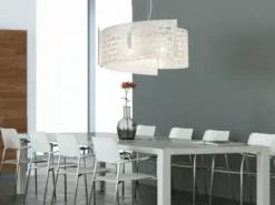 Pendelleuchte SIGNA Glas Lampenschirm mit Signatur Dekor, Ø 50cm