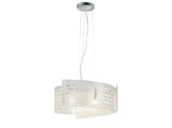 Pendelleuchte SIGNA Glas Lampenschirm mit Signatur Dekor, Ø 50cm