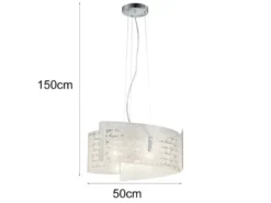 Pendelleuchte SIGNA Glas Lampenschirm mit Signatur Dekor, Ø 50cm