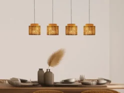 Pendelleuchte SMILLA 4-flammig aus Jute Natur im Boho Stil, Breite 115cm
