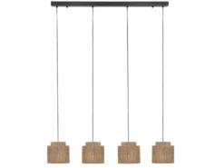 Pendelleuchte SMILLA 4-flammig aus Jute Natur im Boho Stil, Breite 115cm