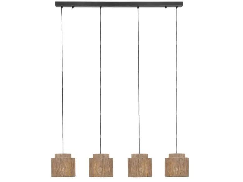 Pendelleuchte SMILLA 4-flammig aus Jute Natur im Boho Stil, Breite 115cm