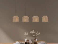 Pendelleuchte SMILLA 4-flammig aus Jute Natur im Boho Stil, Breite 115cm