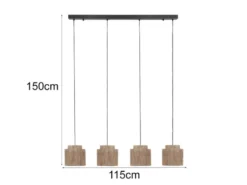 Pendelleuchte SMILLA 4-flammig aus Jute Natur im Boho Stil, Breite 115cm