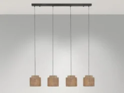 Pendelleuchte SMILLA 4-flammig aus Jute Natur im Boho Stil, Breite 115cm