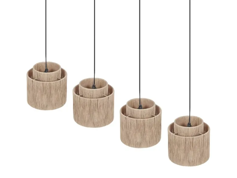 Pendelleuchte SMILLA 4-flammig aus Jute Natur im Boho Stil, Breite 115cm