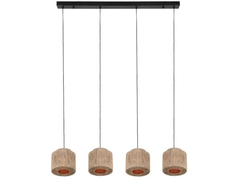 Pendelleuchte SMILLA 4-flammig aus Jute Natur im Boho Stil, Breite 115cm