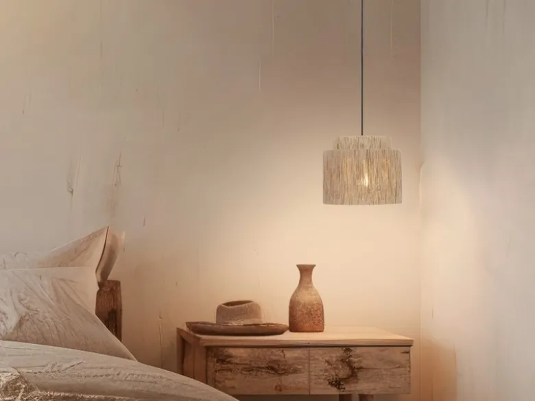 Pendelleuchte SMILLA 1-flammig aus Jute Natur im Boho Stil, Ø 31cm