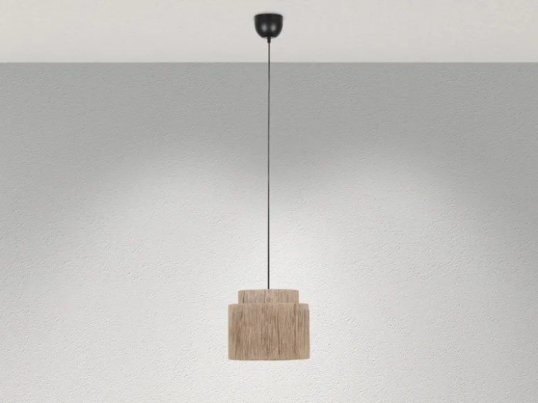 Pendelleuchte SMILLA 1-flammig aus Jute Natur im Boho Stil, Ø 31cm
