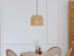 Pendelleuchte SMILLA 1-flammig aus Jute Natur im Boho Stil, Ø 31cm