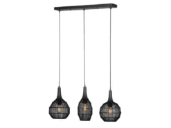 Pendelleuchte SORAYA 3-flammig mit Drahtgeflecht Schwarz, Breite 86cm