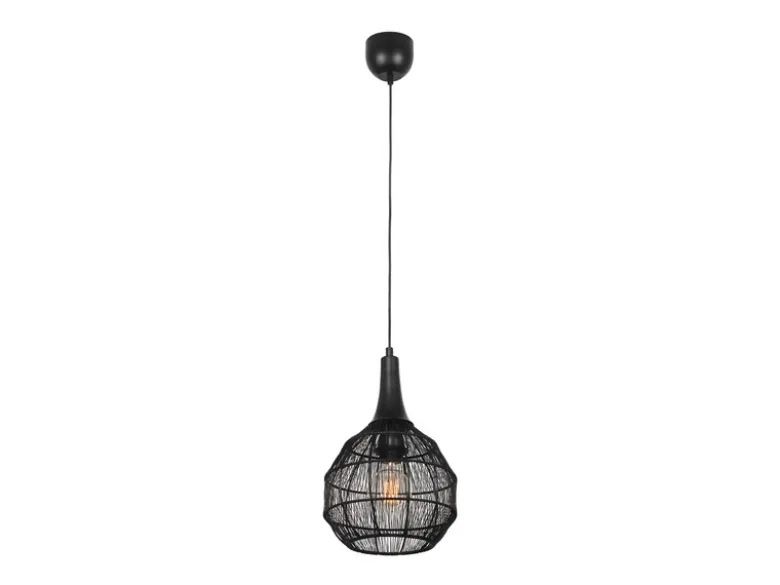 Pendelleuchte SORAYA mit Drahtgeflecht Lampenschirm Schwarz, Ø 26cm