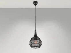 Pendelleuchte SORAYA mit Drahtgeflecht Lampenschirm Schwarz, Ø 26cm