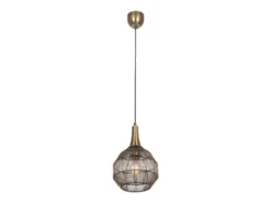 Pendelleuchte SORAYA mit Drahtgeflecht Lampenschirm Altmessing, Ø 26cm