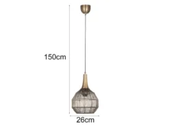 Pendelleuchte SORAYA mit Drahtgeflecht Lampenschirm Altmessing, Ø 26cm