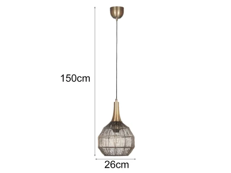 Pendelleuchte SORAYA mit Drahtgeflecht Lampenschirm Altmessing, Ø 26cm