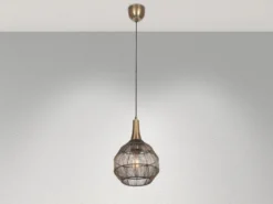 Pendelleuchte SORAYA mit Drahtgeflecht Lampenschirm Altmessing, Ø 26cm