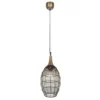 Pendelleuchte SORAYA mit Drahtgeflecht Lampenschirm Oval Altmessing, Ø 26cm