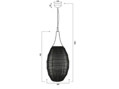 Pendelleuchte SORAYA mit Drahtgeflecht Lampenschirm Oval Altmessing, Ø 26cm