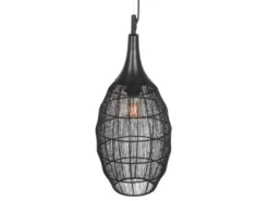 Pendelleuchte SORAYA mit Drahtgeflecht Lampenschirm Oval Schwarz, Ø 26cm