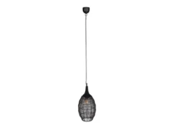 Pendelleuchte SORAYA mit Drahtgeflecht Lampenschirm Oval Schwarz, Ø 26cm