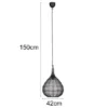 Pendelleuchte SORAYA mit Drahtgeflecht Lampenschirm Schwarz, Ø 42cm